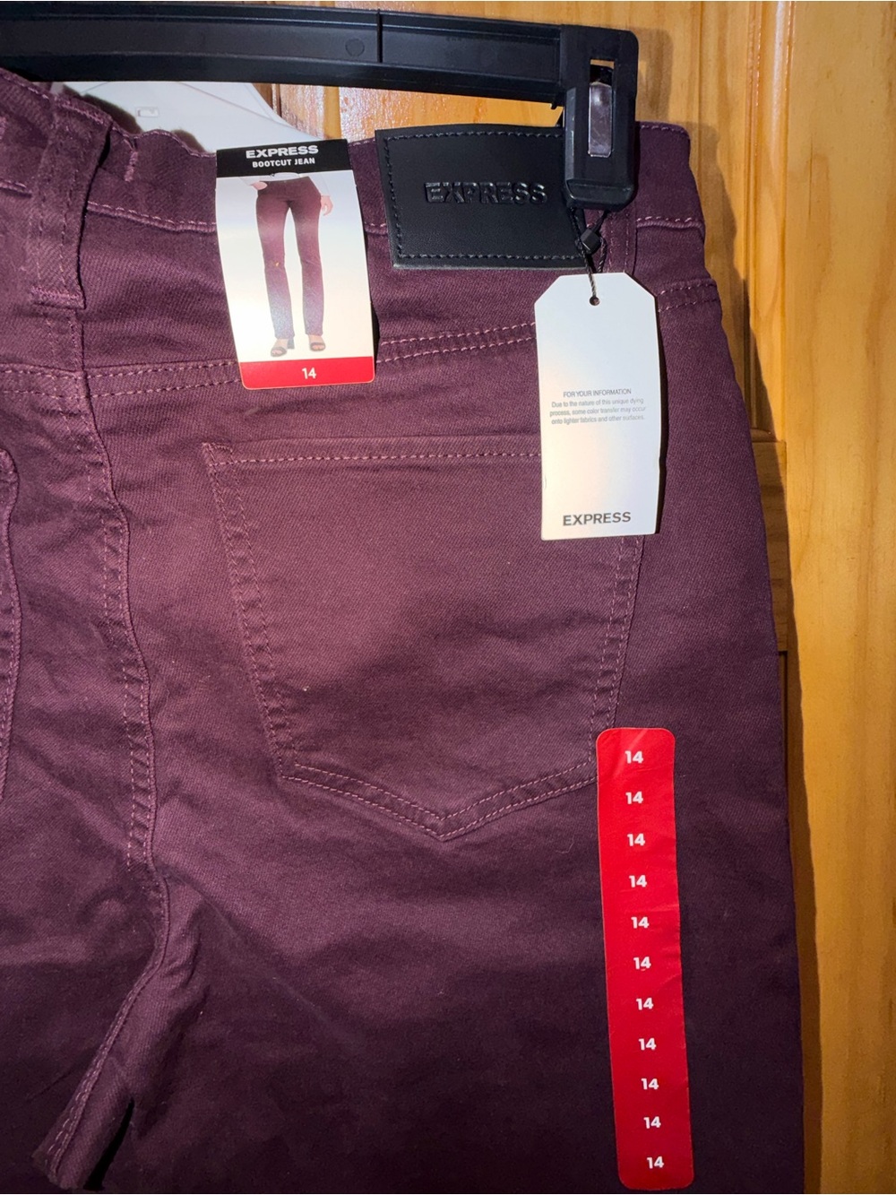 Express Men's Bootcut Jeans in Deep Plum - Picture 3 of 3